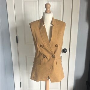 Veronica Beard Women's Tan Double-Breasted Vest